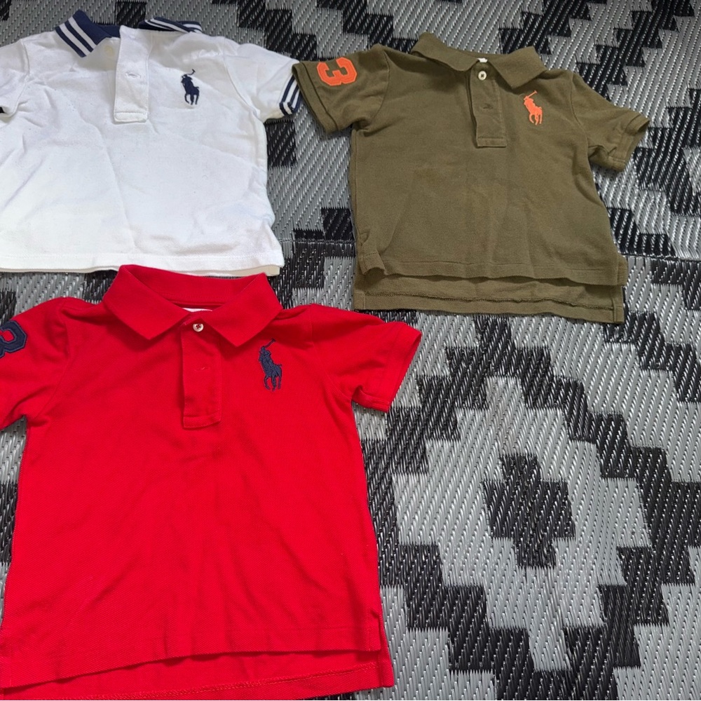 Ralph Lauren Kids Polo Trio in Red, White & Olive